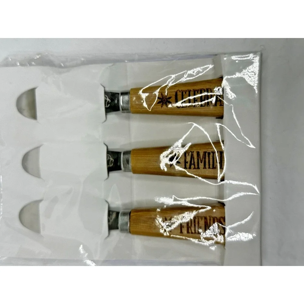 Pampered‎ Chef Bamboo Spreader Set Engraved Celebrate Family Friends #1156 3 pc